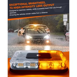 LUMENIX LED Roof Top Strobe Beacon Light Bar Rooftop Security Warning Emergency Flashing Plow Lights for Construction Vehicles Tow Commercial Trucks Postal Cars Snowplow - Amber