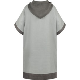 Bath Poncho Made of Waffle Pique Towel Poncho Made of 100% Viscose Lightweight and Compact - Bath Towel Surfer Poncho with Hood for Men and Women, gray