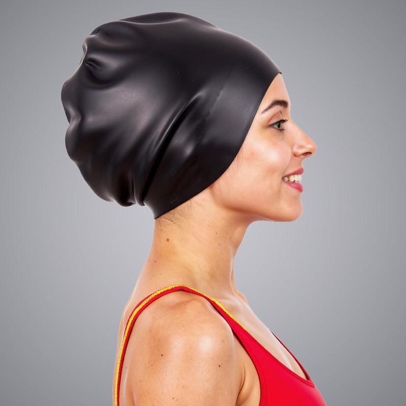 Dizokizo Extra Large Silicone Swim Cap for Long Hair, High