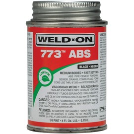 Weld-On 10246 773 ABS Medium-Bodied High Strength Solvent Cement - Fast Setting and Low-VOC, Black, 1/4 Pint (4 fl oz)