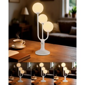 Lightdot Modern White Globe Table Lamp Dimmable Mid Century 3-Light Desk Lamp 3000K Warmwhite Nightstand Lamp for Bedroom Bedside End Table(G9 Bulb Included)