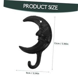 Hohopeti Moon Shape Wall Mount Cast Iron Hook Decorative Iron Hook for Home Vintage Style