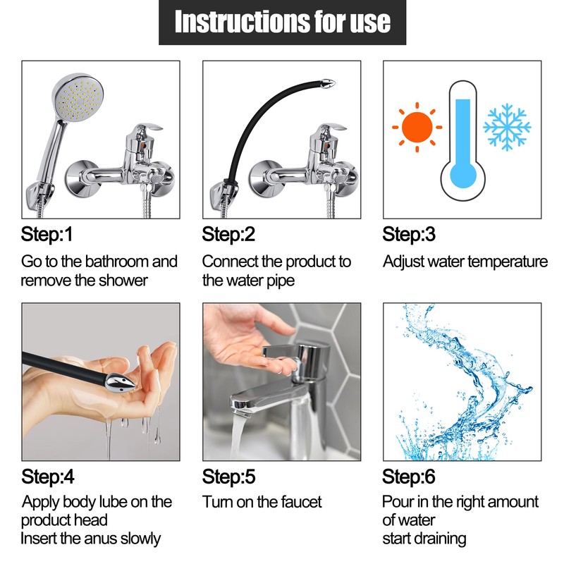 Shower Enema System with On/Off Switch, Shower Douche for Men