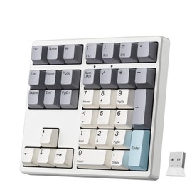 Kisnt Wireless Number Pad, Hot Swappable Mechanical Numpad,34 Keys 2.4GHz Rechargeable Numeric Keypad with PBT Keycaps for Laptop, Mac, PC Desktop