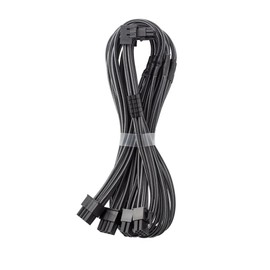 CableMod E-Series Pro ModMesh Sleeved 12V-2x6 12VHPWR 90° StealthSense PCIe Cable for EVGA G/G+ / P/P+ / T - Variant B (Carbon, 16-pin to Quad 8-pin, 60cm)