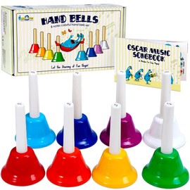 MINIARTIS Hand Bells for Kids | Educational Music Toys for Toddlers 8 Notes Colorful Handbells Set | Kids Musical Instrument with 15 Songbook | Great Birthday Gift for Children