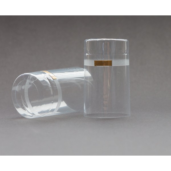 AE-GLAS : Capsules rétractables transparentes avec bande déchirable (⌀ = 32,5 mm/longueur = 55 mm) pour bouchons de bouteille (75 pièces)