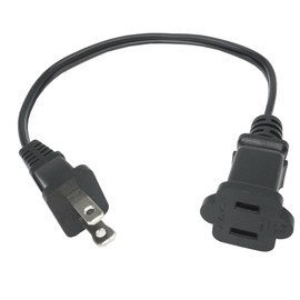 1 Foot Extension Cord 2 Prong, Small Black Extension Cord for Indoor Use, USA Outlet Saver Power Cord Cable Outlets for NEMA 5-15P to NEMA 5-15R, Ideal for Holiday Lights, Appliance
