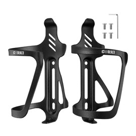 Corki Cycles Bike Water Bottle Holder, Right and Left Slide Entry Bicycle Cup Holder Adjustable Drink Holder Rack for Road & Mountain Bikes