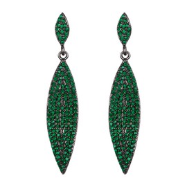 EVER FAITH Women's Rhinestone Crystal Ear Jewelry, 2 Leaf Art Deco Pierced Chandelier Dangle Earrings for Prom Green