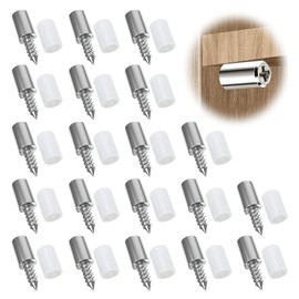 Pack of 20 Self-Tapping Screws, Shelf Support for Shelves Holder, Shelves for Cabinets, Divider Screws, Shelf Support, Cabinet Furniture Self-Tapping with Rubber Sleeve, White