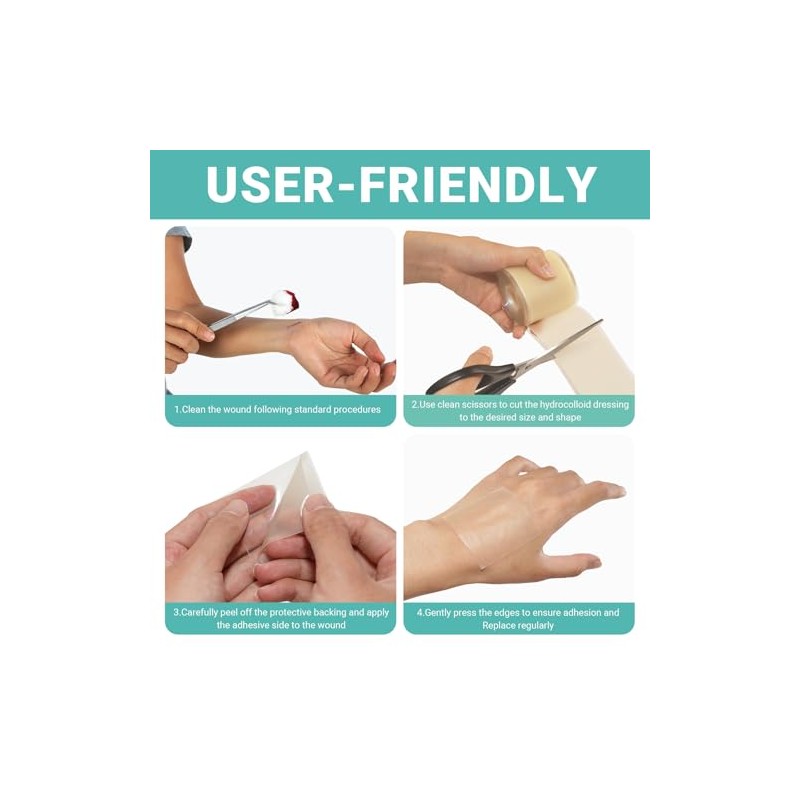 Hydrocolloid Roll for Wound Care - Flexible and Waterproof Bandages