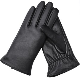 Ymmchy Leather Gloves for Women Warm Touch Screen Gloves Winter Genuine Texting Glove Black S