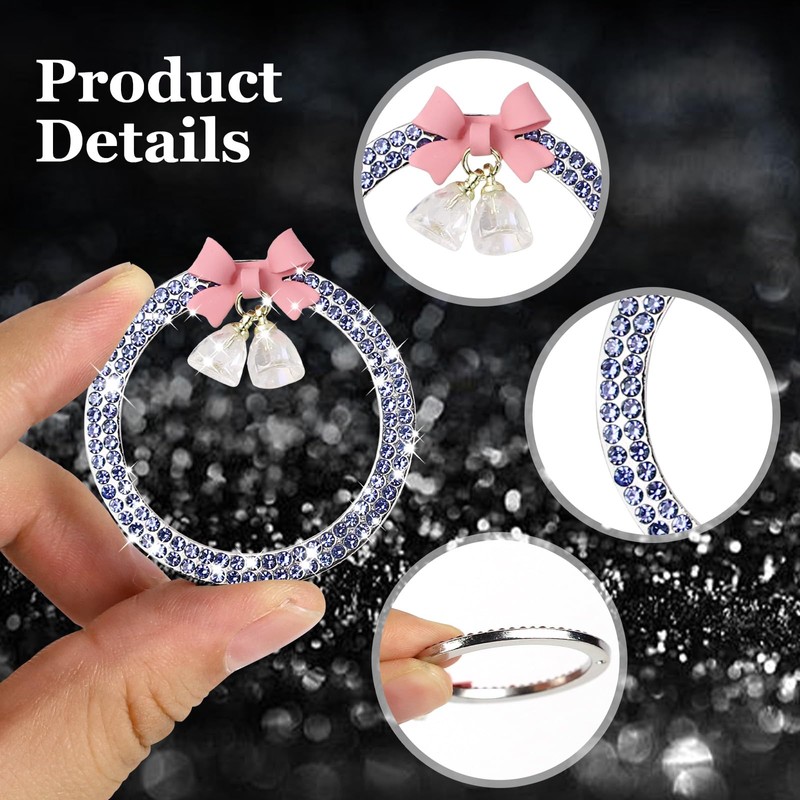 Hovom Cute Bow Bling Car Push Start Button Decoration Ring,