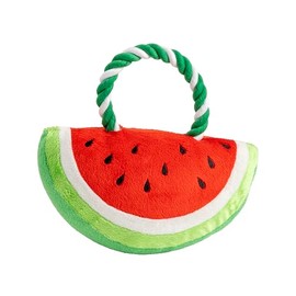 House of Paws Watermelon Rope Dog Toy - Durable Fetch and Tug Play with Squeaker for All Breeds