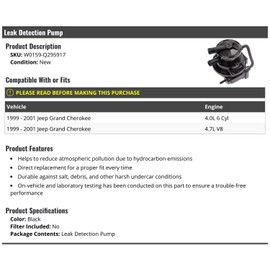 Leak Detection Pump - Compatible with 1999-2001 Jeep Grand Cherokee