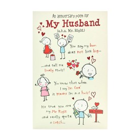 UK Greetings Wedding Anniversary Card for Husband - Cute Poem Design, Multi, 149mm x 229mm