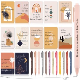 Clabby 12 Sets Thank You Gifts for Women 12 Funny Motivational Notepads 12 Inspirational Ballpoint Pens Positive Mini Pocket Notebook Rainbow Pen for Girlfriend Teacher Student Colleague