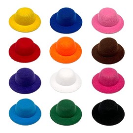 ASUNFO 12 Pcs Mini Top Hat Tiny Miniature Felt Hat for Crafts 2.3" Brown