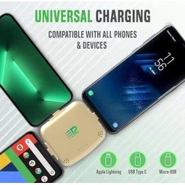 Rush Charge Rush Charge Universe 3 in 1 Portable Charger C 3300mah, 2.4A High-Speed Fast Charging Compatible with iPhone and Android Lightning, Type C, Micro-USB Charges 3 Devices at a Time Pre-Charged RC33 Gold