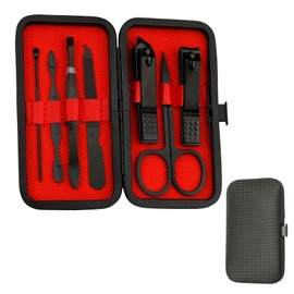 Black Nail Clipper SetBlack Box, Comprehensive Manicure and Pedicure Tools Kit with Fingernail Clippers, Toenail Clippers, and Cuticle Pusher for Travel Essentials and Gifts for Men