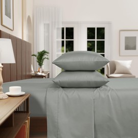 IZOD Sateen Silky 4Pc King Size Bed Sheet Set, Deep Pockets - fits Upto 17", Smooth & Buttery Feel Sheet Set, Long-Staple Soft Combed 100% Cotton Bed Sheet, Hotel Luxury Bedding - Sage