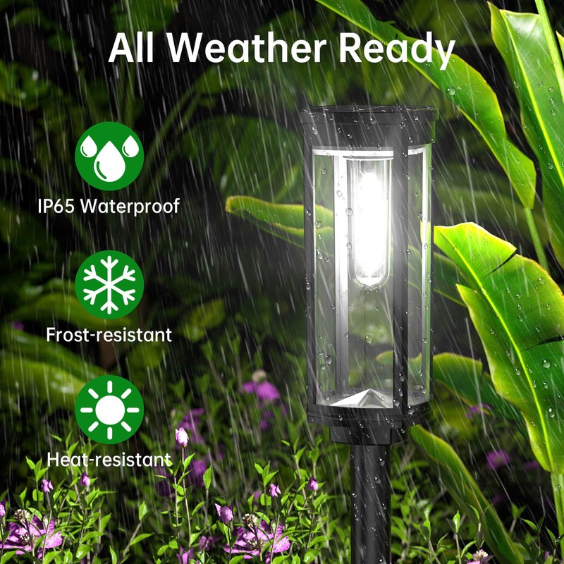 BITPOTT Solar Outdoor Lights Pathway, 6 Pack Pathway Lights Solar