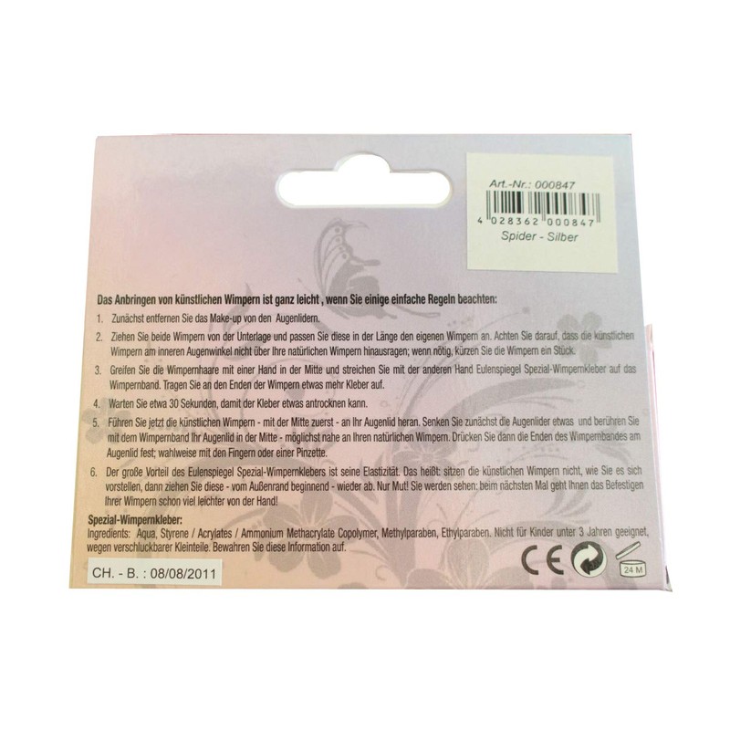Eulenspiegel 000847 - Artificial Eyelashes, Spider Silver, Long, 1 ml