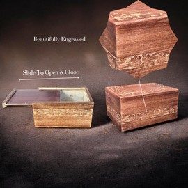 S'vaav's Beautiful Handcrafted Engraved Made Wooden Urn Box | Holding Capacity Upto 30 Cubic Inch | for Human Ashes & Decorative Urn Box (Pack of 1, Walnut, Size: Small)