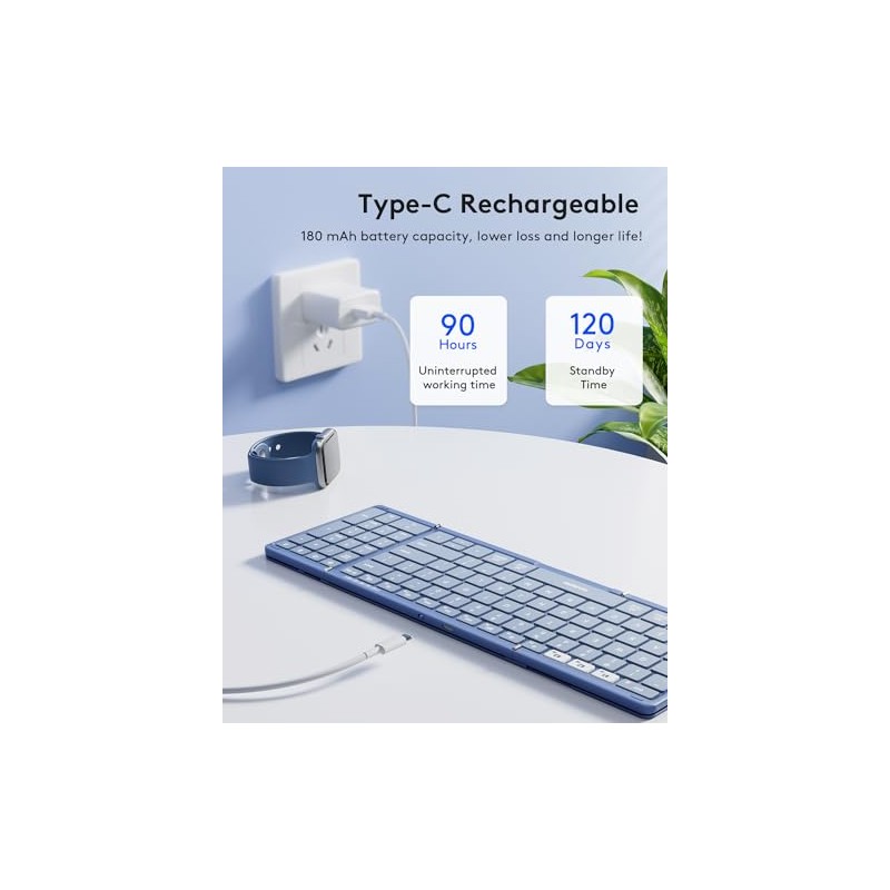 Samsers - Teclado Bluetooth plegable con teclado numérico, plegable completo
