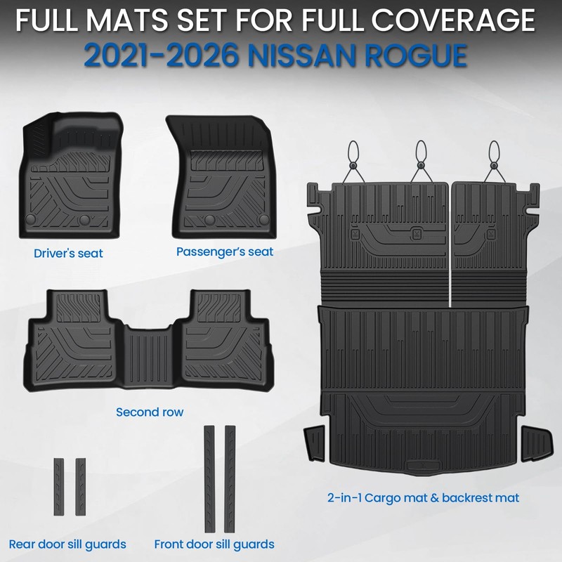 JOULARISE Floor Mats for Nissan Rogue 2021-2026 (No fit Sport)