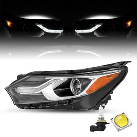 SOCKIR Halogen NOT HID/XENON Headlight Assembly Fits for 2018-2021 Chevy Equinox LED Tube DRL Projector Replacement Factory OE Headlamp Left Driver Side Bulbs Included