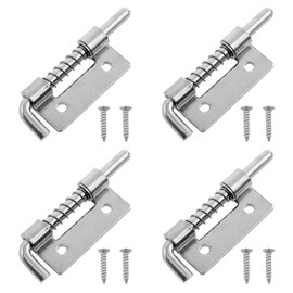 Dookoe 304 Stainless Steel Flat Pin Spring Latch Movable Spring Bolt Hinge Distribution Cabinet Box Upper and Lower Door Shafts for Cabinet Door-4 PCS