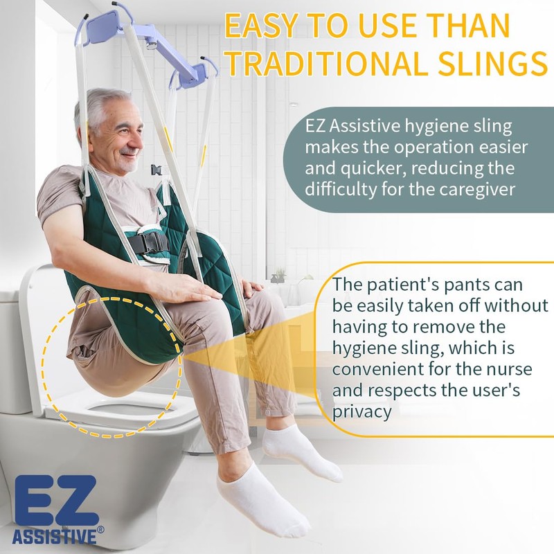 EZ Assistive Patient Lift Transfer Sling for Senior Toileting,SWL 500lbs,with