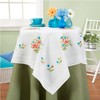 DECO-LINE Spring Flowers Printed Tablecloth Embroidery KIT, White, 80 X 80 cm