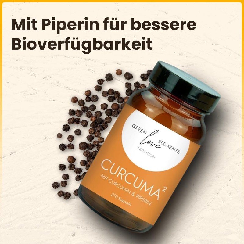 Greenlove Elements Curcuma Kapseln Hochdosiert C Kurkuma-Pulver & Kurkuma-Extrakt mit