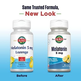 KAL Suplemento de melatonina de 5 mg para adultos, ayuda para dormir y apoyo para descansar, pastillas de liberación rápida, melatonina 5 mg y vitamin
