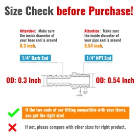 SUNGATOR 1/4 Inch Hose Barb Fittings, Brass Air Hose Fittings, 1/4'' Male NPT Pipe Thread to 1/4 Inch Barb End Pipe Adapter, 1/4'' Brass Air Line Repair Kit for Compressor, 4 Pack