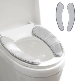 Thick and Warm Toilet Seat Cushion Cover - with Sticky Toilet Seat Cushion - Washable and Reusable Mat for Winter - Double Flap Separation, TPR Back Adhesive, Soft and Protective (Grey)