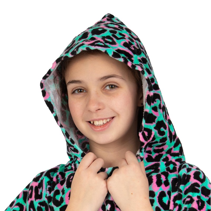 Harry Bear Girls Towel Poncho, Leopard Print Kids Towel Poncho,