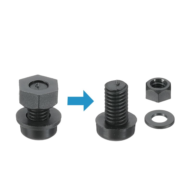 PATIKIL M6x10mm Black Nylon Bolts Plastic Nuts Full Thread Head