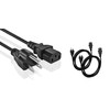 Universal AC Power Cable - 2 Pack- 3 Prong PC