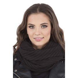 Vivisence Stylish Women's Winter Set Including Warm Knitted Hat and Matching Snood Scarf Made from Soft and Warm Fabric Ideal for Cold Winter and Autumn Weather, Black,UNI