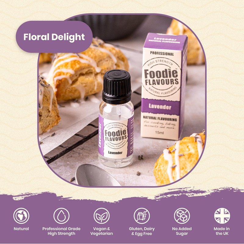 Foodie Flavours Natural Lavender Flavouring, High Strength - 15ml