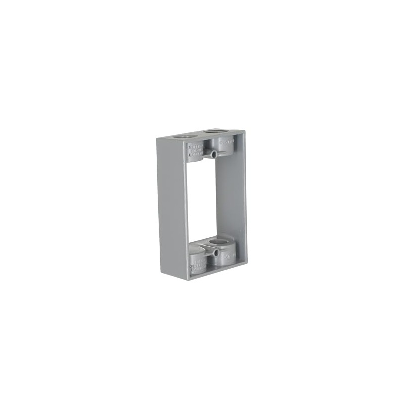 1-Gang Weatherproof Extension Adapter, Two 1/2 in. Threaded Outlets, Gray