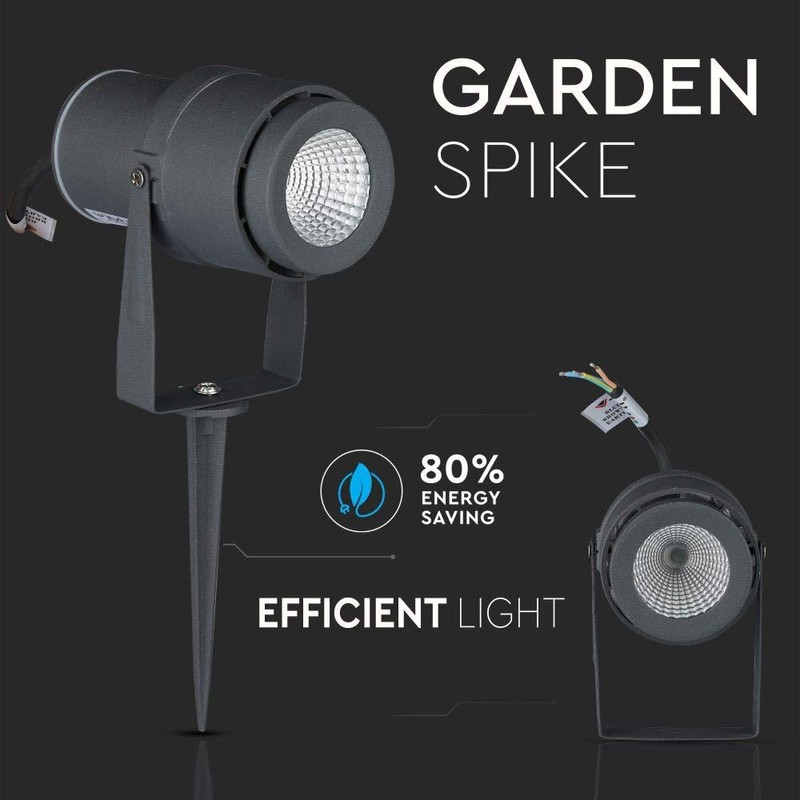 V-TAC LED Cob Garden Spotlight 12 W with Spike, Grey