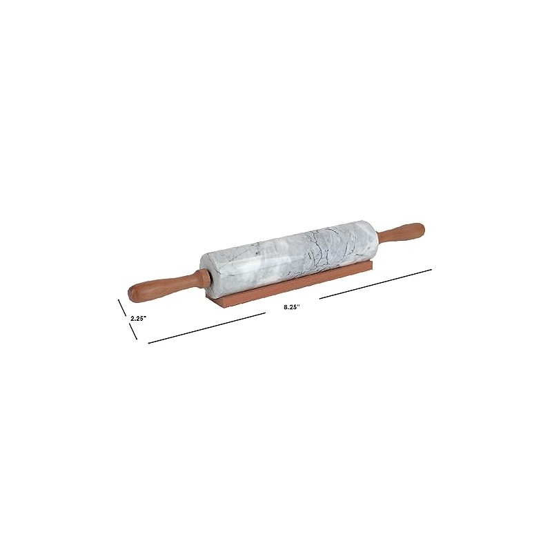 Home Basics White Marble Stone Rolling Pin with Easy Grip