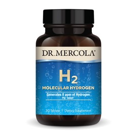 Dr. Mercola H2 Molecular Hydrogen - Supports Healthy Aging, Cellular Energy & Brain Health - with Elemental Magnesium - GMO-Free, Gluten-Free & Soy-Free - 30 Tablets (30 Servings)