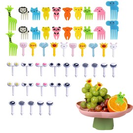 PHMING Pack of 120 Children's Fruit Skewers, Cartoon Snack Piekers, Mini Fruit Forks, Colourful Party Skewers, for Afternoon Tea, Fruit Party, Birthday Party