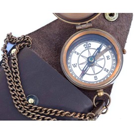 Engravable Compass, Pocket Compass, Brass Compass with Leather Carry Case, Boy Scouts Compass, Eagle Scout Compass, Pirates Compass, Camping Compass, Gift Compass Eagle Scout Compass, Pirates Compass